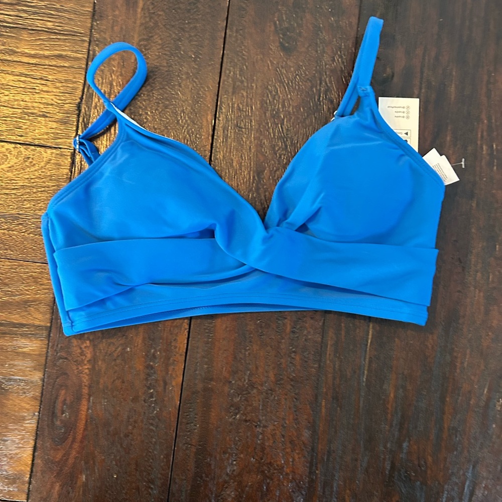 Wrap Bralette & Spliced High Waist Bikini Set- Royal Blue - Picture 12 of 15